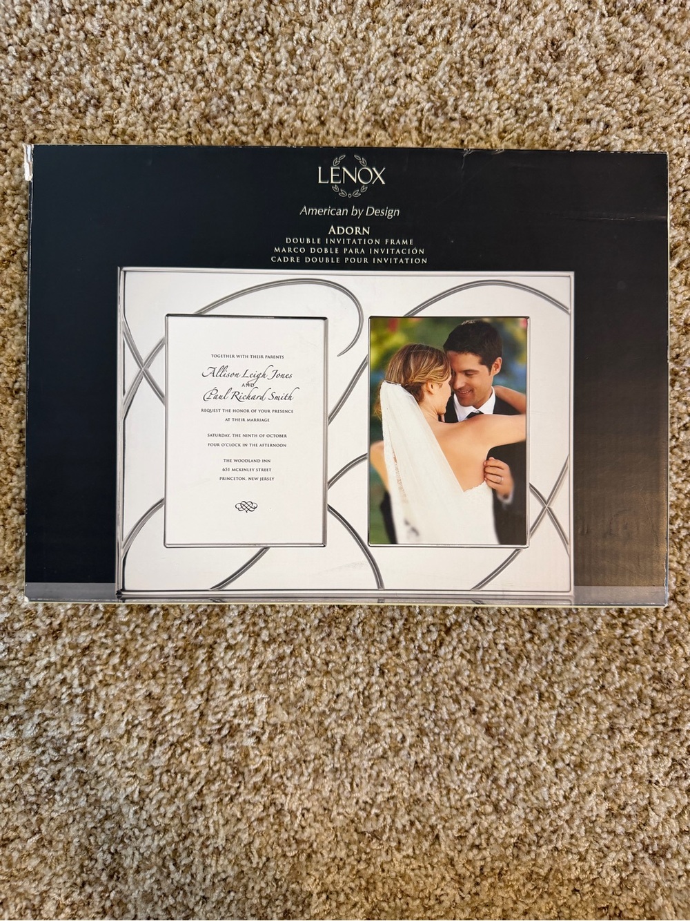 New in Box Lenox Bridal Adorn Double Invitation Frame Silver Plate 9.5” x 13”